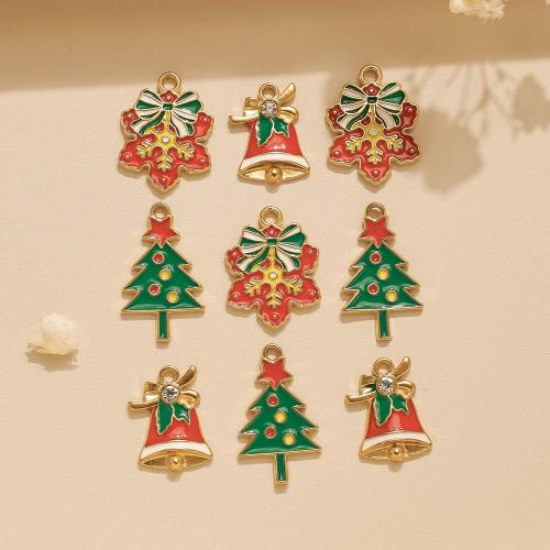 Enamel Stainless Steel Pendant, 304 Stainless Steel, gold color plated, Christmas Design & DIY & with rhinestone 