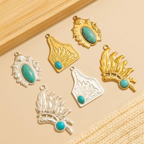 Gemstone Jewelry Pendant, 304 Stainless Steel, with Natural Stone, plated, DIY 