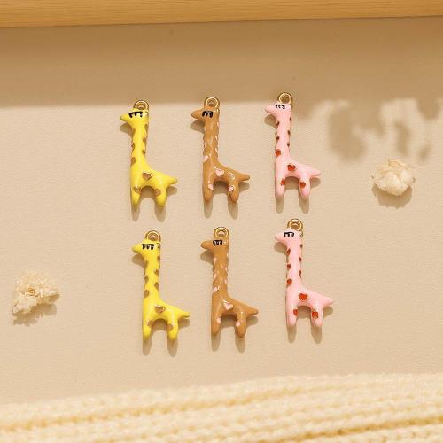 Pendentifs d'animaux en acier inoxydable , Acier inoxydable 304, Girafe, Placage, DIY & émail, plus de couleurs à choisir Vendu par sac