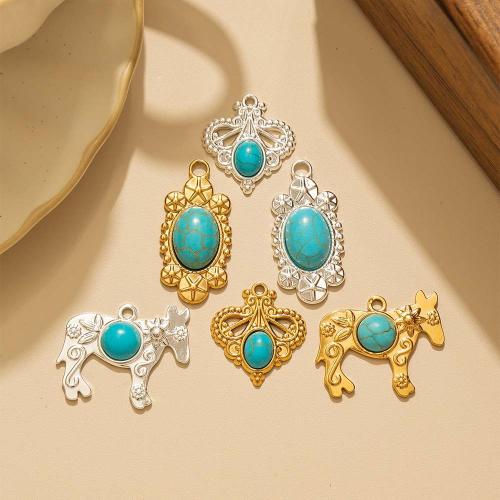 Gemstone Jewelry Pendant, 304 Stainless Steel, with Natural Stone, plated, DIY 