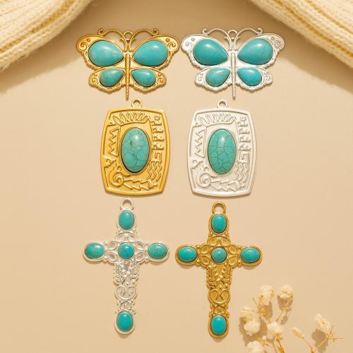 Gemstone Jewelry Pendant, 304 Stainless Steel, with Natural Stone, plated, DIY 