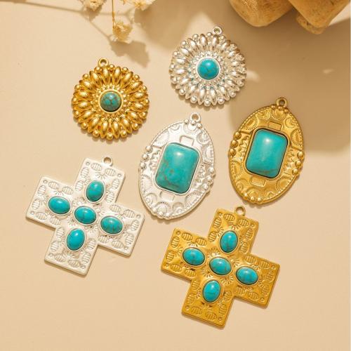 Gemstone Jewelry Pendant, 304 Stainless Steel, with Natural Stone, plated, DIY 