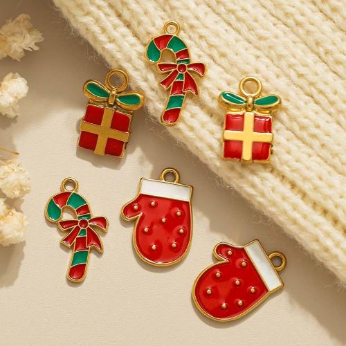 Enamel Stainless Steel Pendant, 304 Stainless Steel, plated, Christmas Design & DIY 