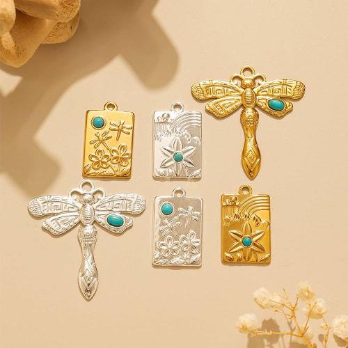 Gemstone Jewelry Pendant, 304 Stainless Steel, with Natural Stone, plated, DIY 