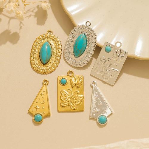 Gemstone Jewelry Pendant, 304 Stainless Steel, with Natural Stone, plated, DIY 