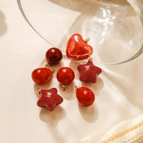 Acrylic Jewelry Pendant, 304 Stainless Steel, with Acrylic, gold color plated, DIY, mixed colors 