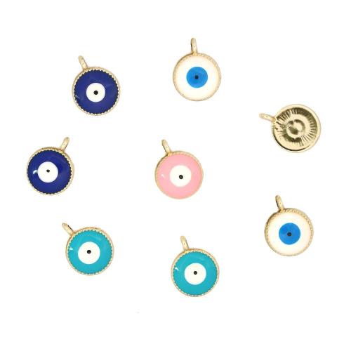 Moda Mal Ojo Pendiente, aleación de zinc, chapado en color dorado, Bricolaje & esmalte, más colores para la opción, 100PCs/Bolsa, Vendido por Bolsa