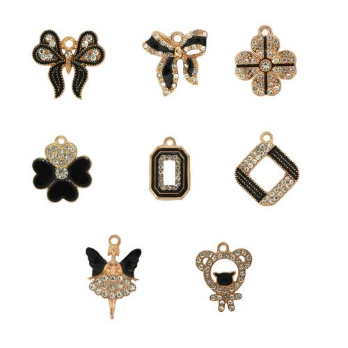 Zink Legierung Strass Anhänger, Zinklegierung, goldfarben plattiert, DIY & Emaille & mit Strass, keine, 100PCs/Tasche, verkauft von Tasche