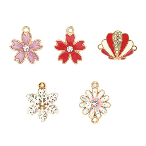 Colgantes de esmalte de la aleación del cinc, aleación de zinc, chapado en color dorado, Bricolaje & con diamantes de imitación, más colores para la opción, 100PCs/Bolsa, Vendido por Bolsa