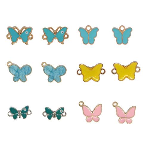Colgantes de esmalte de la aleación del cinc, aleación de zinc, Mariposa, chapado en color dorado, Bricolaje, más colores para la opción, 100PCs/Bolsa, Vendido por Bolsa
