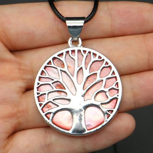 coquille collier, avec cuir PU & alliage de zinc, Arbre de vie, unisexe & creux, plus de couleurs à choisir Environ 19 pouce, Vendu par PC