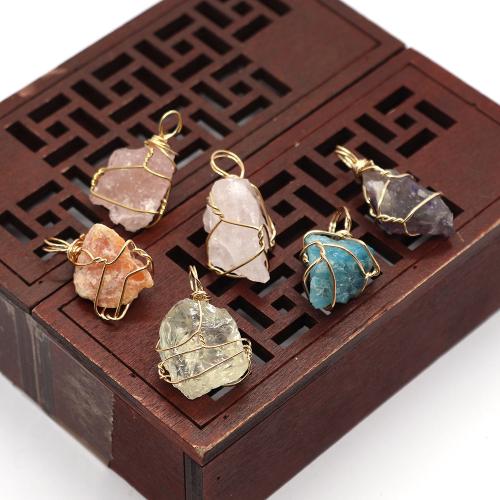 pendentif en alliage zinc à gemme , pierre gemme, avec alliage de zinc, Irrégulière, DIY & différents matériaux pour le choix, pendant size 12x22- Vendu par PC