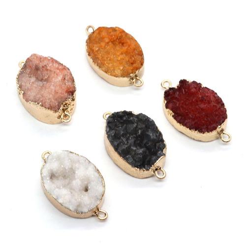 Кварц разъем, Природный кварцевый, с цинковый сплав, Овальная форма, плакирован золотом, DIY, Много цветов для выбора продается PC