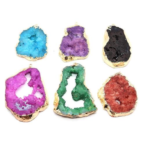 Colgantes de Cuarzo Natural, con aleación de zinc, Irregular, chapado en color dorado, Bricolaje & diverso tamaño para la opción, más colores para la opción, Vendido por UD