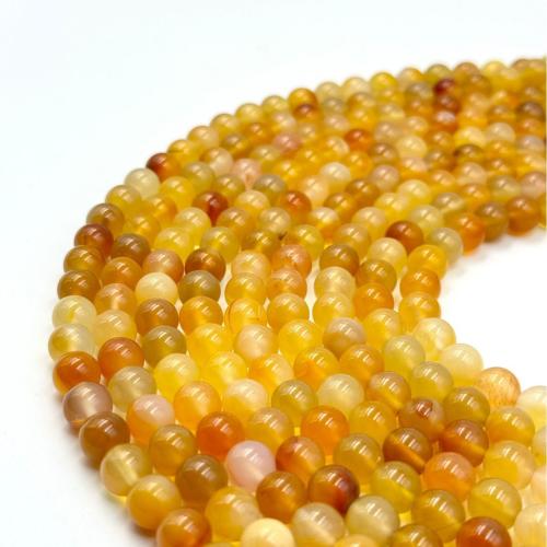 Perles de pierre gemme unique, Jaune calcédoine, DIY, couleurs mélangées, 8mm Vendu par brin