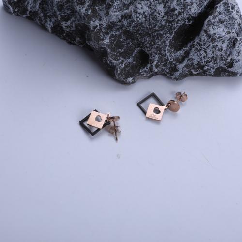 Boucle d'oreille goutte inox, Acier inoxydable 304, Placage, bijoux de mode, couleurs mélangées, Vendu par paire