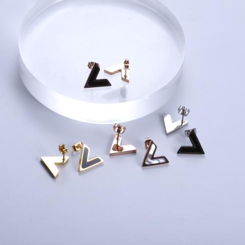 Серьги из нержавеющей стали, Нержавеющая сталь 304, Буква V, Другое покрытие, ювелирные изделия моды, Много цветов для выбора, продается Пара