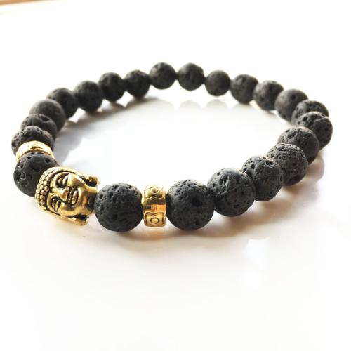 Edelstein Armbänder, Naturstein, mit Zinklegierung, Modeschmuck, keine, 8mm, Länge:18 cm, verkauft von PC