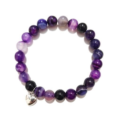 レース瑪瑙のブレスレット, レースアゲート, とともに 亜鉛合金, ファッションジュエリー, ミックスカラー, 8mm, 長さ:21 センチ, 売り手 パソコン[