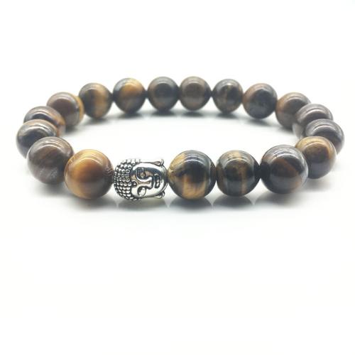 Edelstein Armbänder, Naturstein, mit Zinklegierung, Modeschmuck, keine, 10mm, Länge:18 cm, verkauft von PC