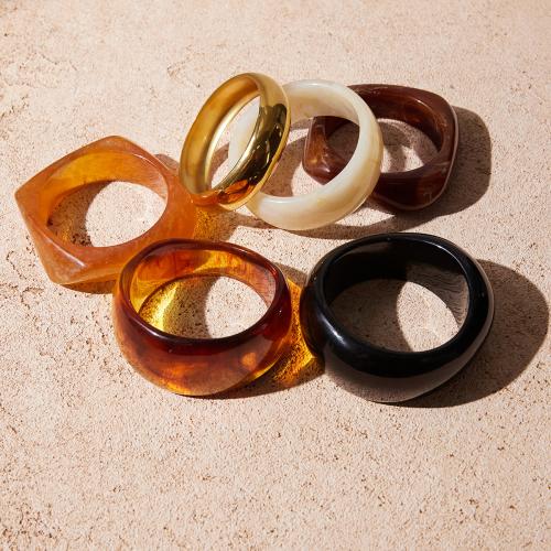 Resin Jewelry Sets, cuff bangle & bangle & finger ring, with Zinc Alloy, gold color plated, fashion jewelry 