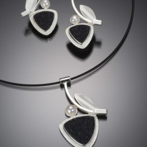 Parures de bijoux en acier inoxydable, Acier inoxydable 304, Boucle d’oreille stud & collier, avec perle de plastique, Placage, bijoux de mode, argent cm, Vendu par fixé