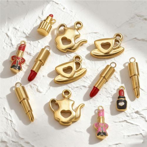 Enamel Stainless Steel Pendant, 304 Stainless Steel, gold color plated, DIY 