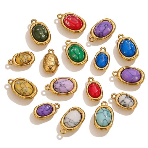 Gemstone Jewelry Pendant, 304 Stainless Steel, with Natural Stone, gold color plated, DIY 