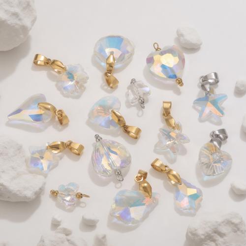 Pendentifs bijoux en cristal, Acier inoxydable 304, avec cristal, Placage, DIY & styles différents pour le choix Vendu par sac