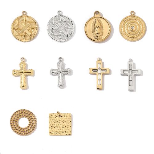 Stainless Steel Pendants, 304 Stainless Steel, with Glass, gold color plated, DIY & with rhinestone 