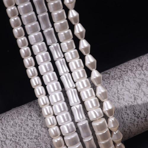 Perlmuttartige Glasperlen, goldfarben plattiert, DIY, keine, 4-14mm, Länge:38 cm, verkauft von Strang