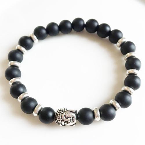 Edelstein Armbänder, Naturstein, mit Zinklegierung, plattiert, Modeschmuck, keine, 8mm, Länge:21 cm, verkauft von PC