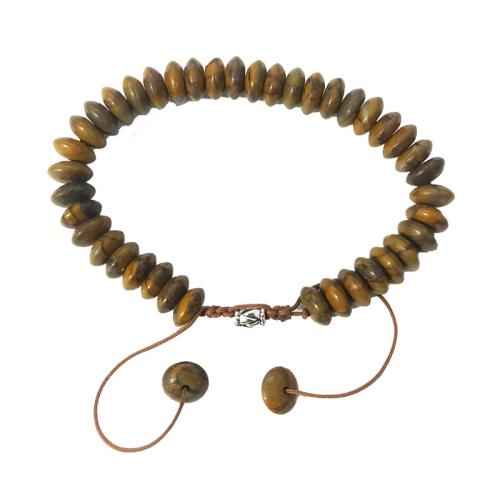 Edelstein Armbänder, Bambus-Blatt-Stein, mit Knotenschnur & Zinklegierung, Modeschmuck, gemischte Farben, 8mm, verkauft von PC