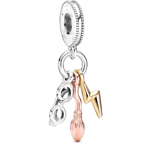 Zinc Alloy European Pendants, plated, DIY & enamel & with rhinestone 12mm [