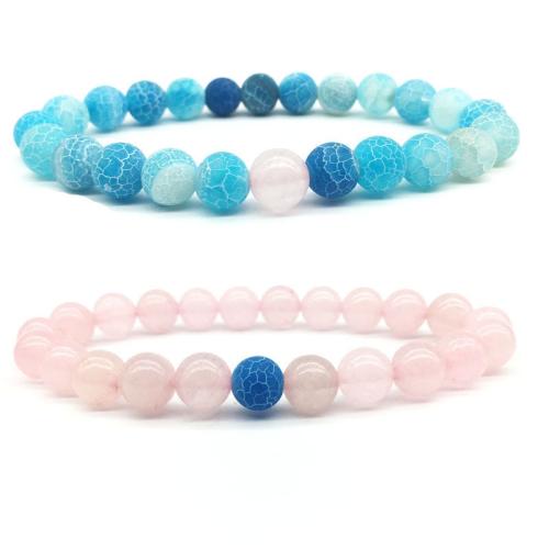 Edelstein Armbänder, Naturstein, mit Rosenquarz, Modeschmuck, keine, 8mm, Länge:21 cm, verkauft von PC