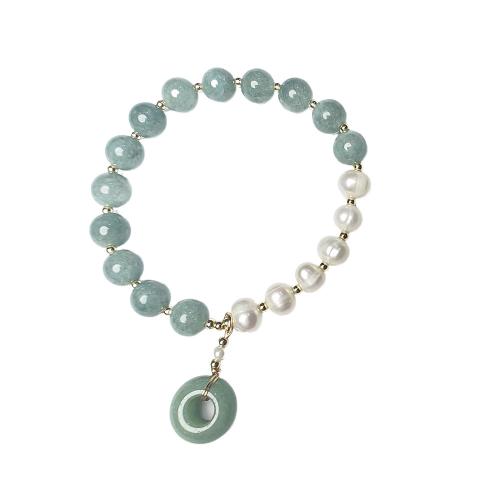 Aventurine Bracelets, Green Aventurine, with Plastic Pearl & 304 Stainless Steel, fashion jewelry, mixed colors, 8mm cm 