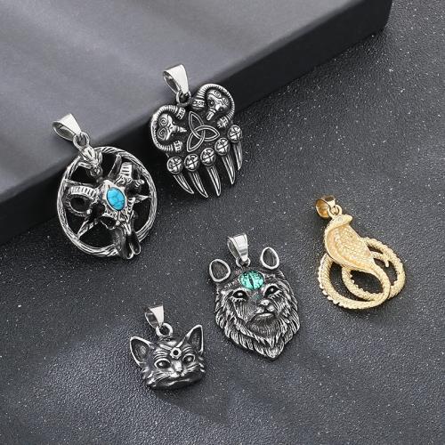 Stainless Steel Pendants, 304 Stainless Steel, with turquoise, plated, DIY 