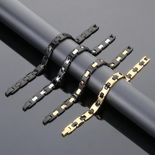 Acier de tungstène bracelet, avec Pierre de Noir-Magnetic, Placage, bijoux de mode & pour homme, plus de couleurs à choisir Environ 7.9 pouce, Vendu par PC