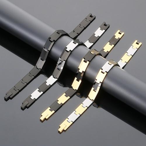 Acier de tungstène bracelet, avec Pierre de Noir-Magnetic, Placage, bijoux de mode & pour homme, plus de couleurs à choisir Environ 7.9 pouce, Vendu par PC