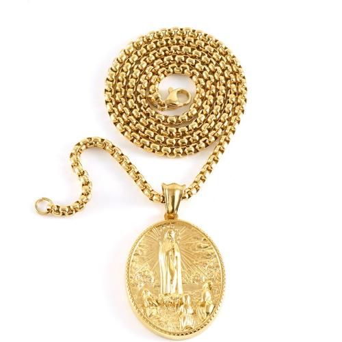 304ステンレススチール ネックレス, 聖母マリア, ゴールドメッキ, ユニセックス & 異なるスタイルを選択, 長さ:約 19.7 インチ, 売り手 パソコン