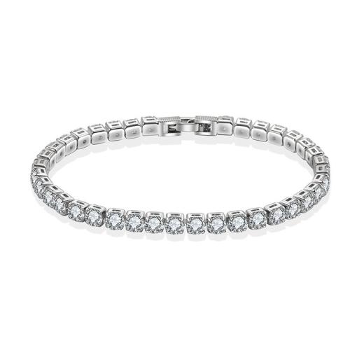 銅 ブレスレット, プラチナメッキ, マイクロパヴェジルコニア & 女性用, 長さ:約 6.7 インチ, 売り手 パソコン