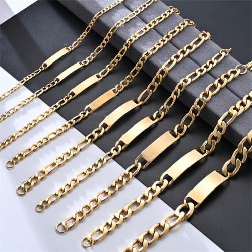 Acier inoxydable 304 bracelet, Placage de couleur d'or, unisexe & styles différents pour le choix, Vendu par PC