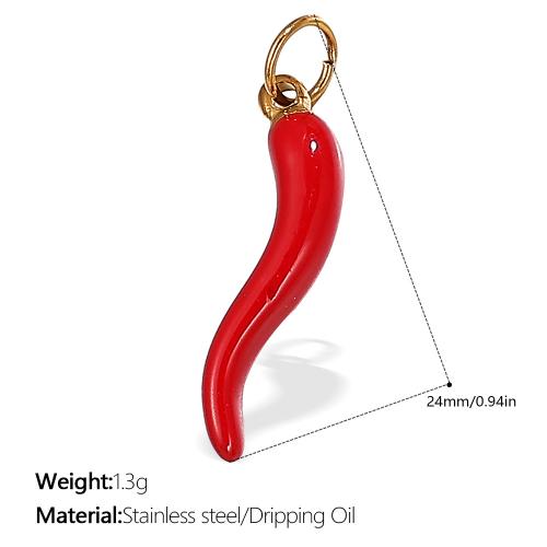 Enamel Stainless Steel Pendant, 304 Stainless Steel, gold color plated, DIY & micro pave cubic zirconia 