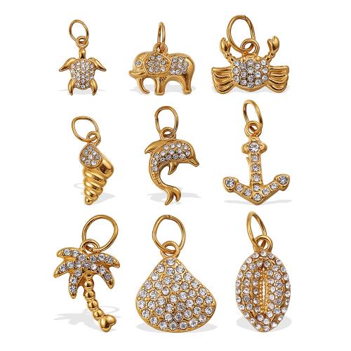 Pendentifs en acier inoxydable strass, Acier inoxydable 304, Placage, DIY & styles différents pour le choix & avec strass, Vendu par PC