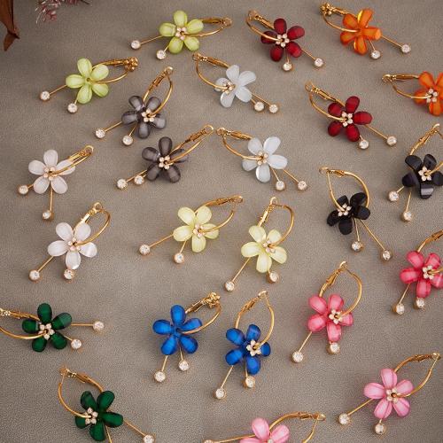 Resin Drop Earring, 304 Stainless Steel, with Resin, gold color plated, fashion jewelry & micro pave cubic zirconia 