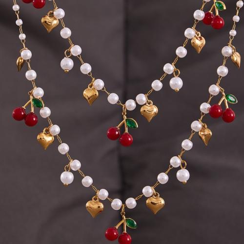 Ensembles-cadeaux bijoux, Acier inoxydable 304, Bracelet & collier, avec résine & perle de plastique, Placage de couleur d'or, bijoux de mode & pavé de micro zircon, plus de couleurs à choisir, Vendu par PC