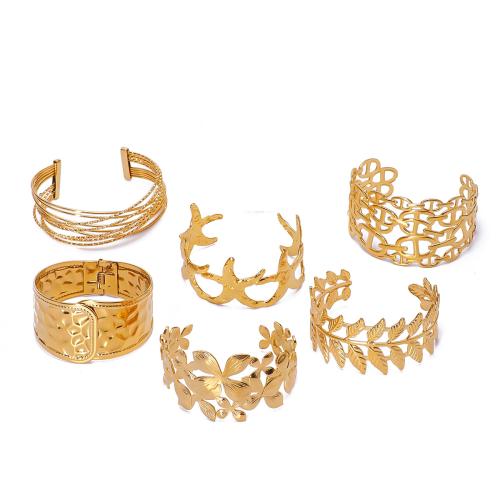 Bracelet en acier inoxydable, Acier inoxydable 304, Placage de couleur d'or, bijoux de mode, doré, Vendu par PC