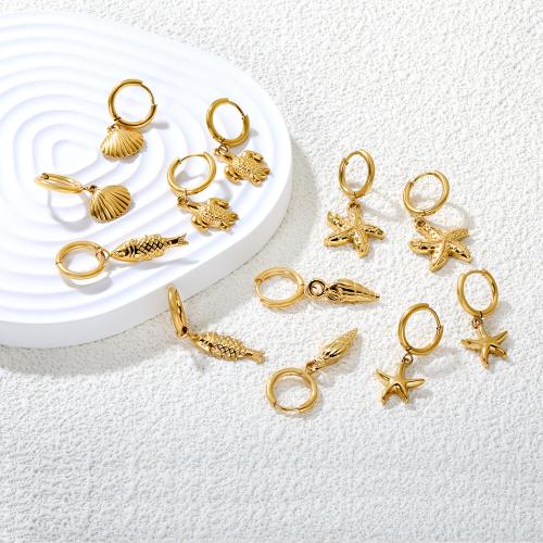 Boucle d'oreille goutte inox, Acier inoxydable 304, Placage de couleur d'or, bijoux de mode, Or, Vendu par paire