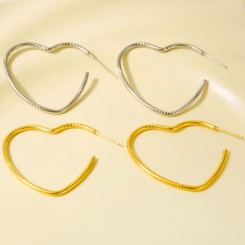 Edelstahl Stud Ohrring, 304 Edelstahl, Herz, plattiert, Modeschmuck, keine, 36x45.2mm, verkauft von Paar