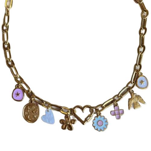 Ensembles de bijoux en acier inoxydable émaillé, Acier inoxydable 304, pendentif & Bracelet & collier, Placage, DIY, plus de couleurs à choisir, 10-20mm, Vendu par PC